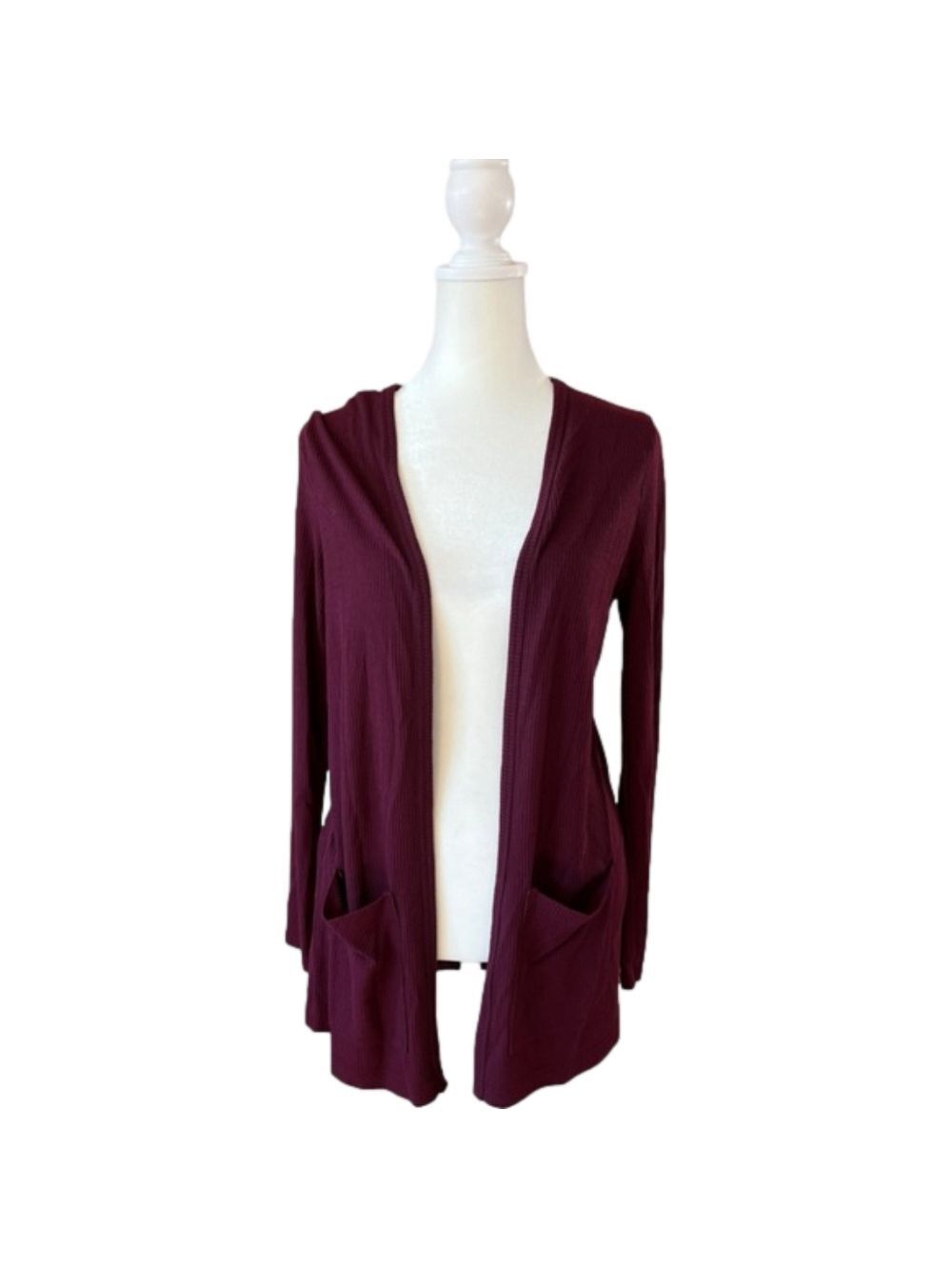 Aeropostale Burgundy Ribbed Cardigan Open Front Medium